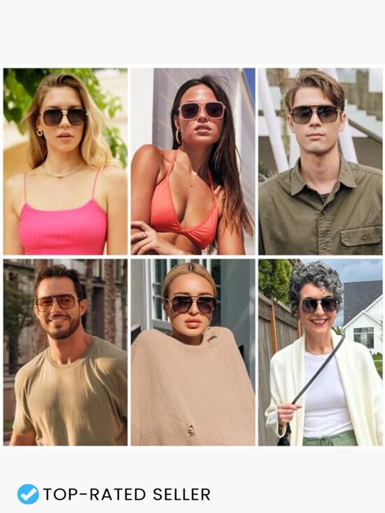 Retro Square Aviator Sunglasses Polarized Lens Y2K Trendy Unisex Fashion main image 5